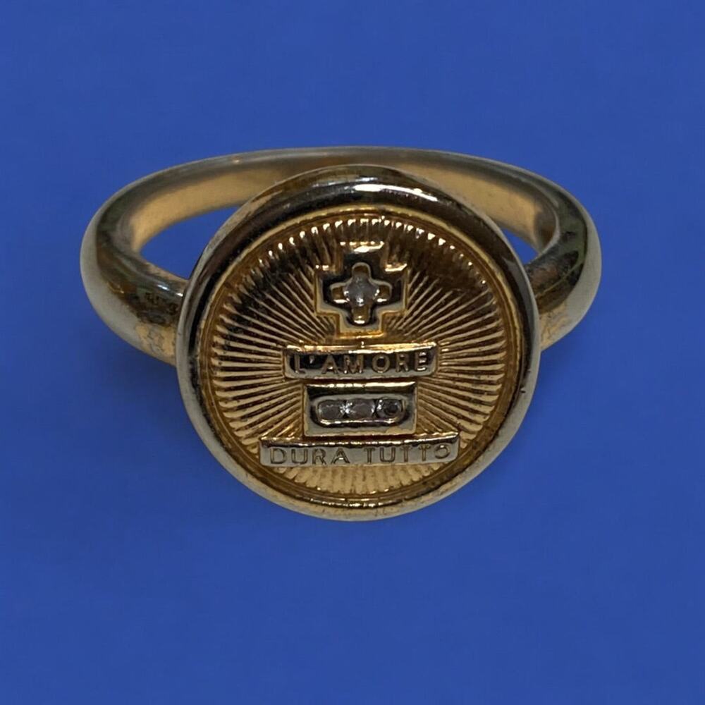 Size 8 L'Amore Duro Tutto Womens Gold Plated Ring 14mm Joy Dravecky